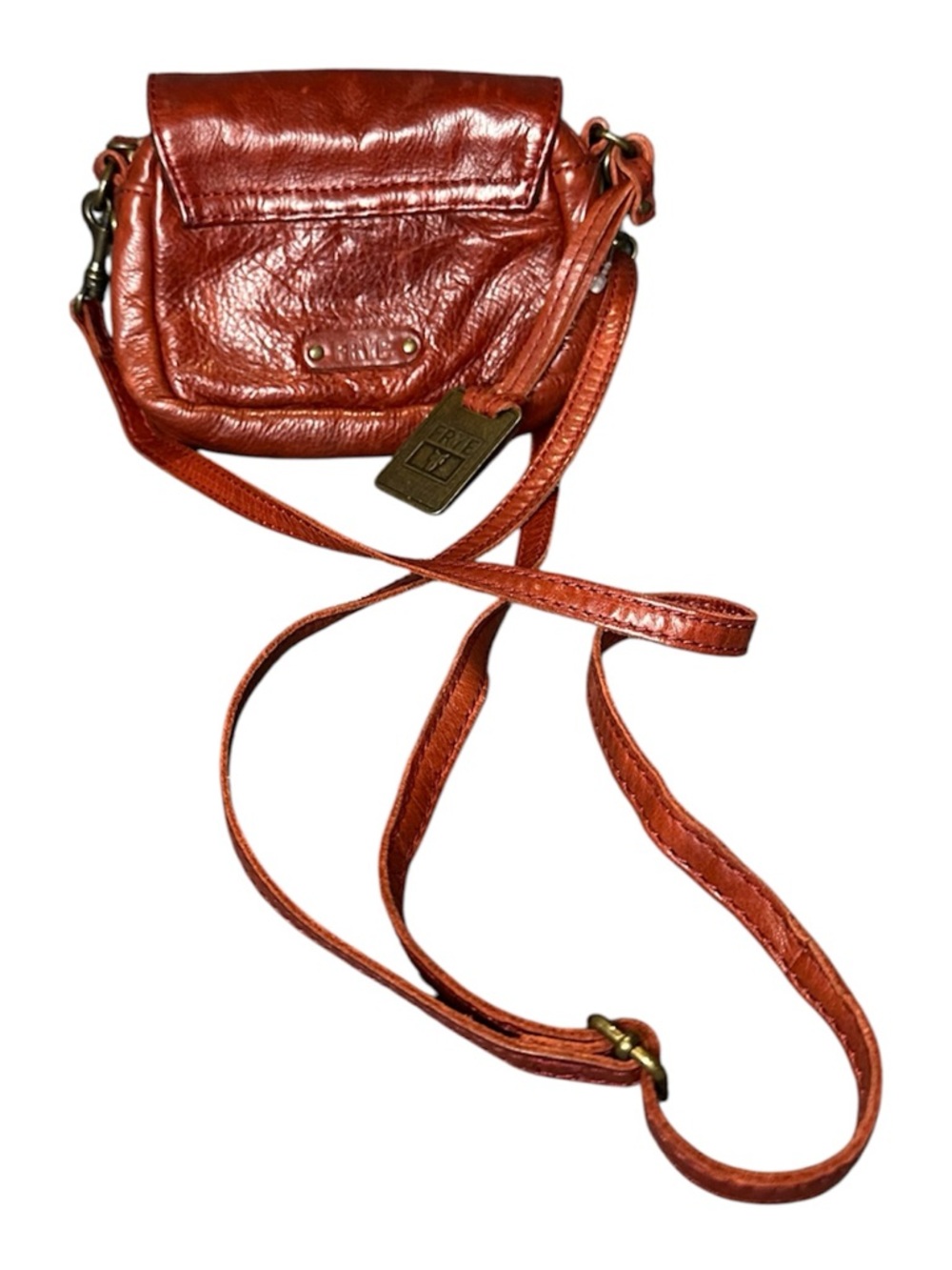 FRYE mini Brooklyn red leather studded crossbody Rare - Picture 2 of 10